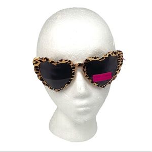 Betsey Johnson Animal Print Heart Sunglasses Tan Brown